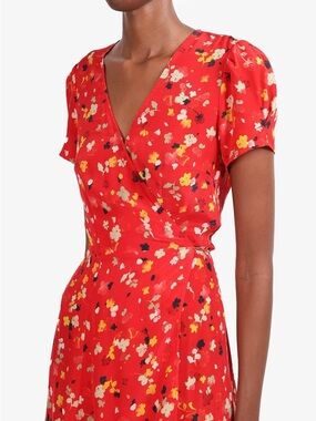 Réalisation Par Red Floral Wrap Midi Dress